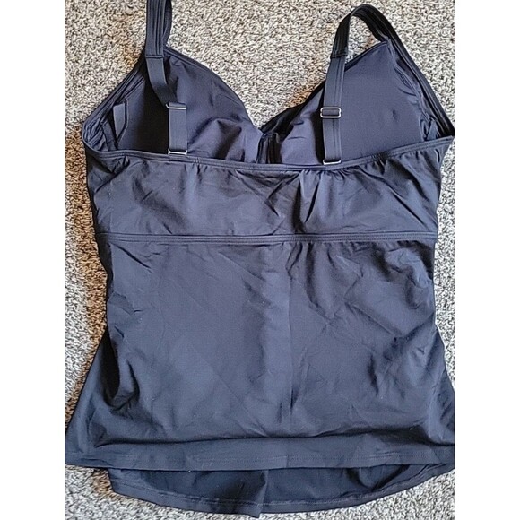 Lands' End Swim Top Black 18 DD Wrap Front Tankini (XL) Solid Underwire S912 - Picture 4 of 7